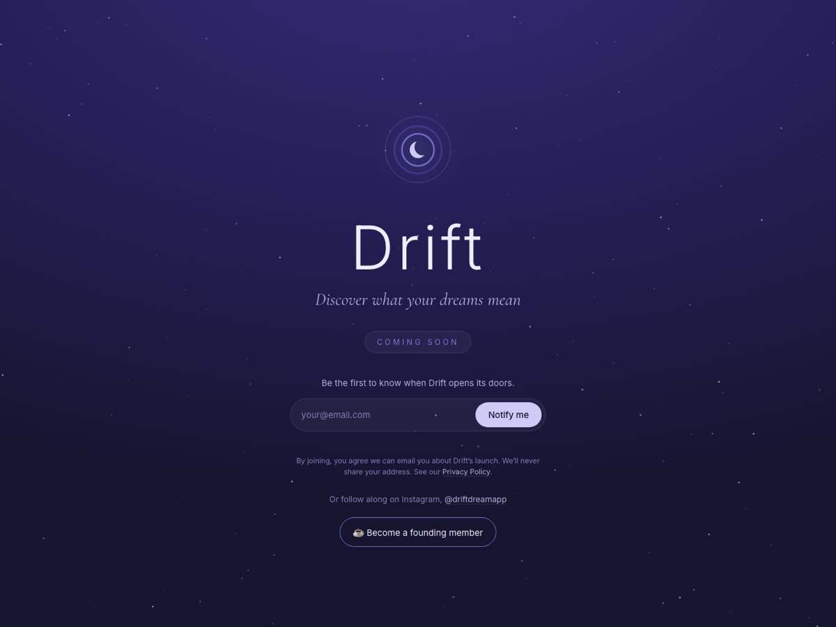 Drift launch page